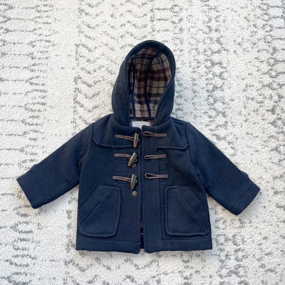 Zara Baby Boy Wool Blend Hooded Coat - Picture 1 of 7